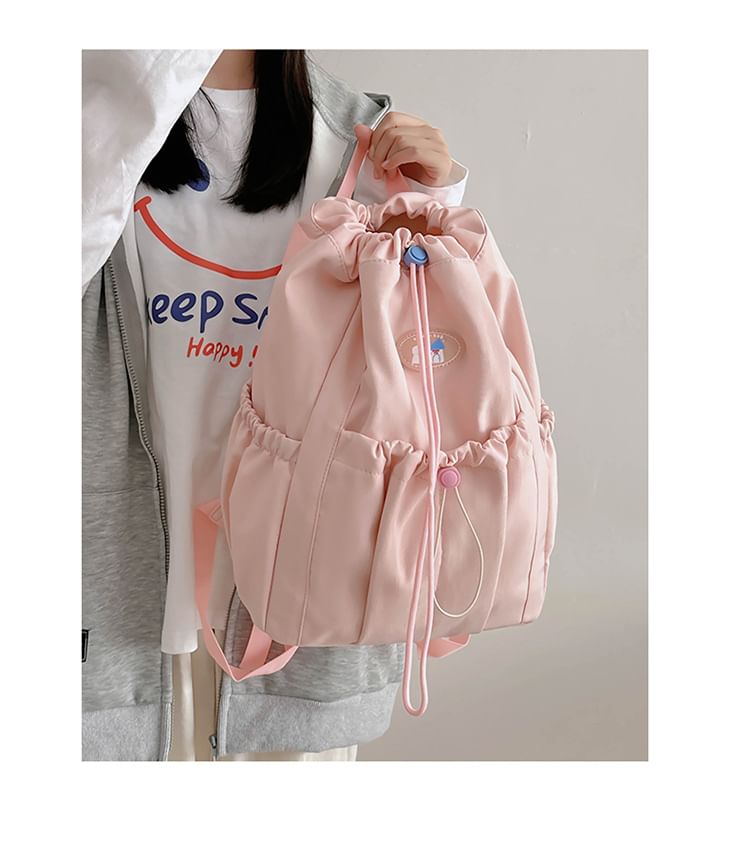 Sample Applique Drawstring Nylon Backpack
