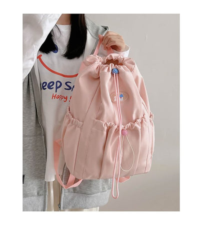 Sample Applique Drawstring Nylon Backpack
