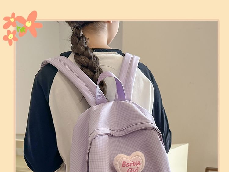 Sample Plaid Nylon Backpack / Brooch / Set