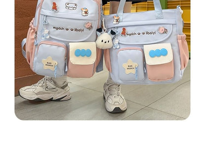 Sample Cartoon Embroidered Nylon Backpack / Tote Bag