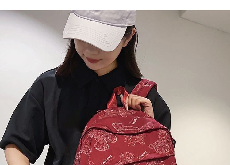 Wholesale Sample Bear Print Buckled Nylon Backpack