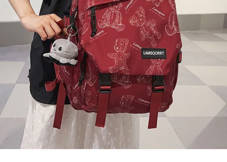 Wholesale Sample Bear Print Buckled Nylon Backpack