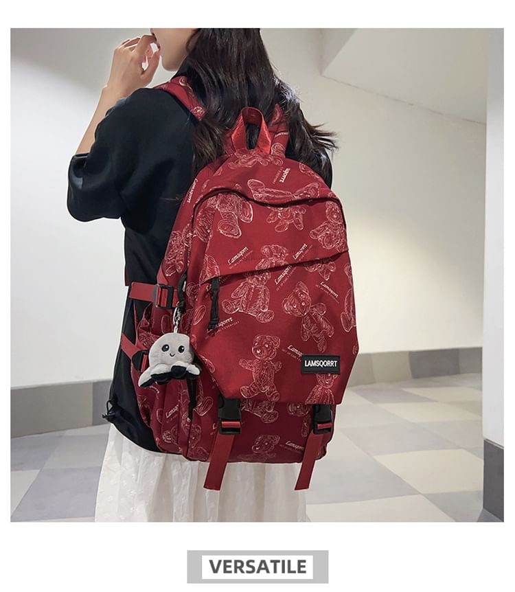 Wholesale Sample Bear Print Buckled Nylon Backpack