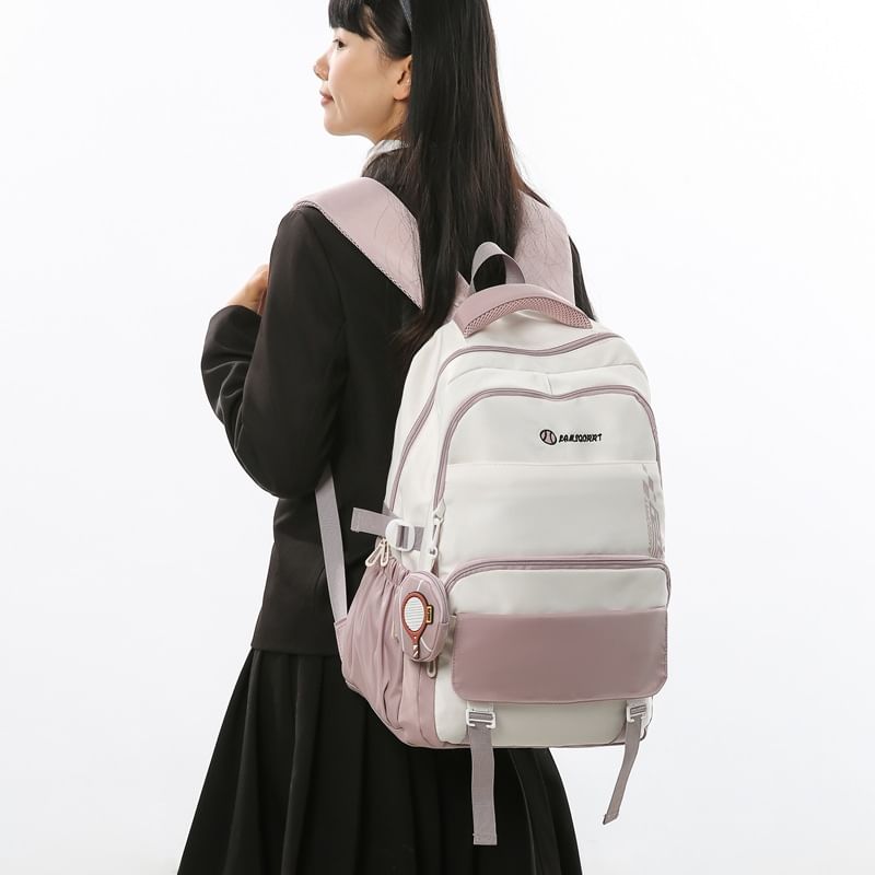Wholesale Sample Set: Lettering Buckled Nylon Backpack + Coin Purse