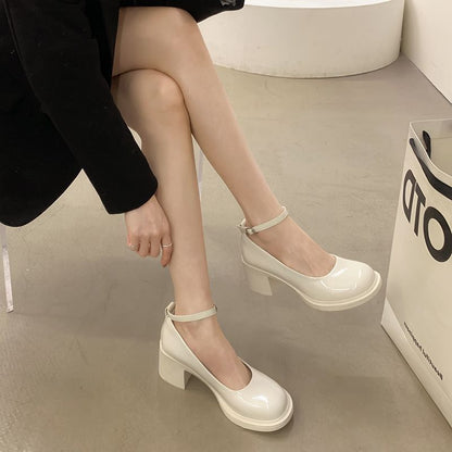 Pumps Chunky Ankle Strap Heel Jane Mary