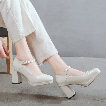 Chunky Mary Platform Jane Pumps Heel