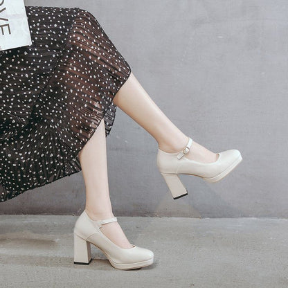 Chunky Mary Platform Jane Pumps Heel