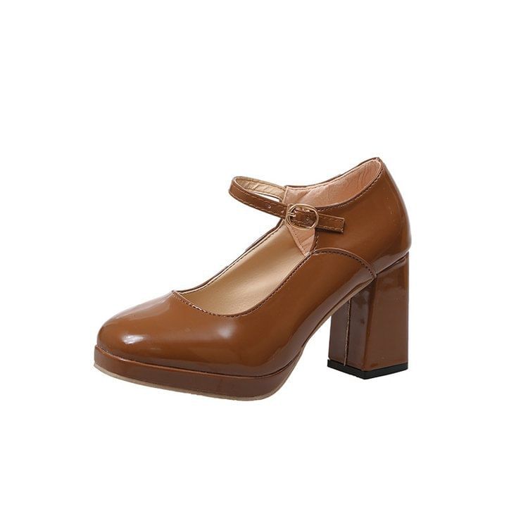 Chunky Mary Platform Jane Pumps Heel