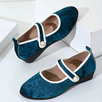 Contrast Trim Jane Shoes Wedge Mary