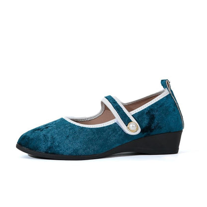 Contrast Trim Jane Shoes Wedge Mary
