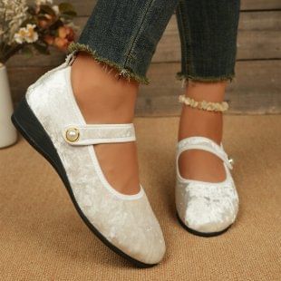Contrast Trim Jane Shoes Wedge Mary