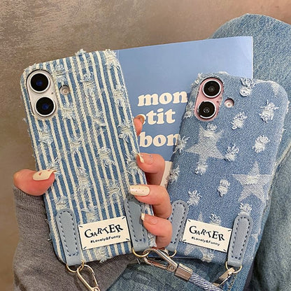 Denim Phone Case Set / Distressed Strap