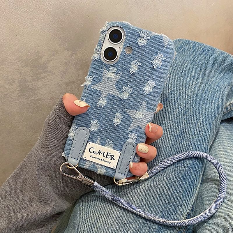 Denim Phone Case Set / Distressed Strap