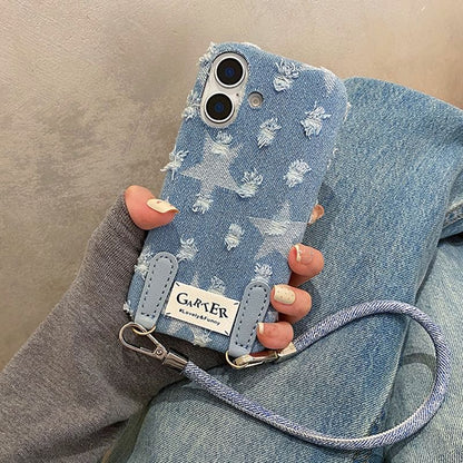 Denim Phone Case Set / Distressed Strap