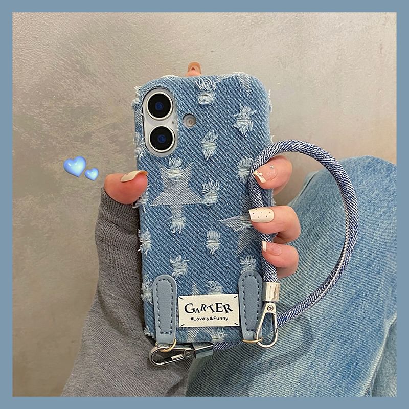 Denim Phone Case Set / Distressed Strap