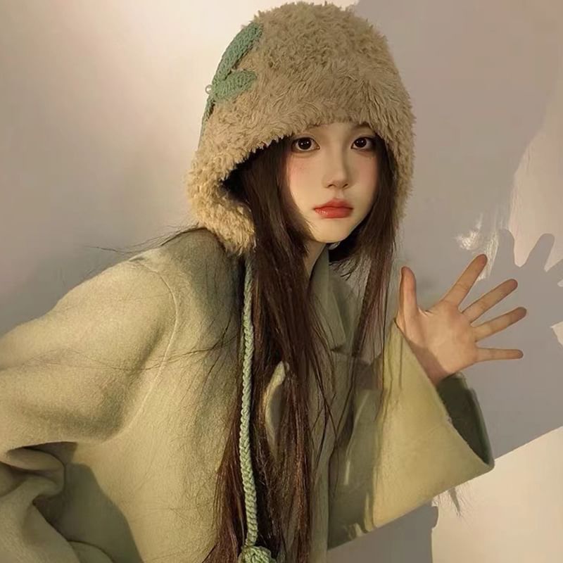 Hat Bow Applique Chenille Trapper