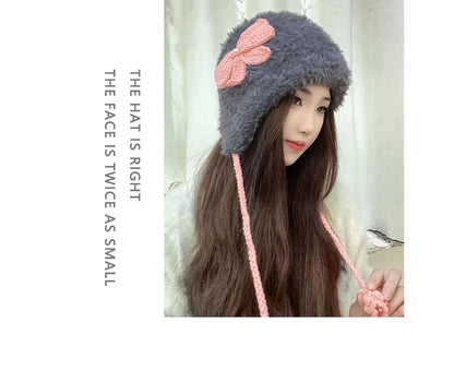 Hat Bow Applique Chenille Trapper