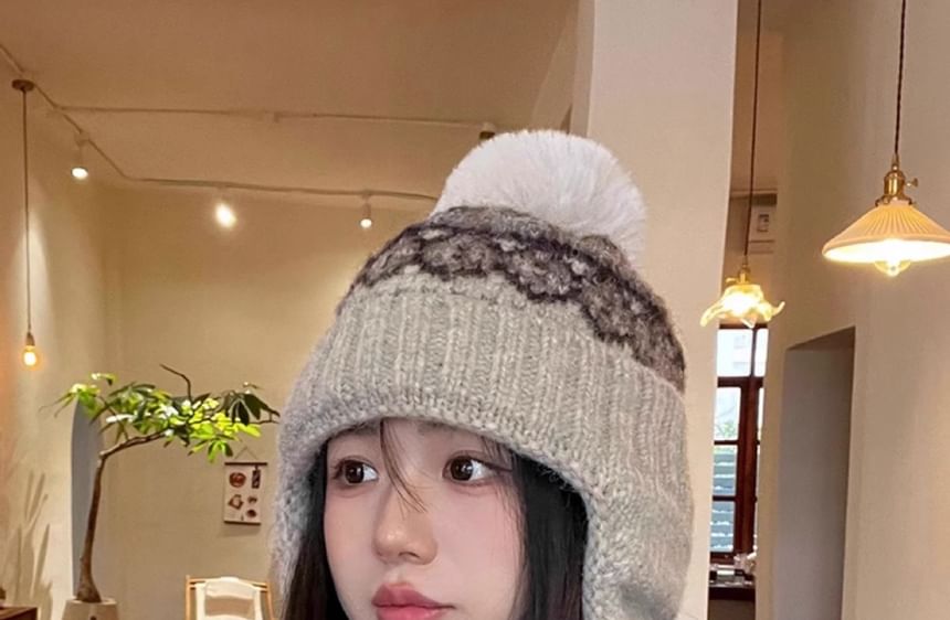 Hat Knit Pom Trapper