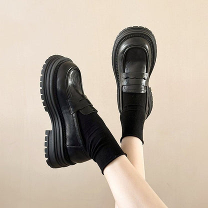 Faux Leather Loafers Platform