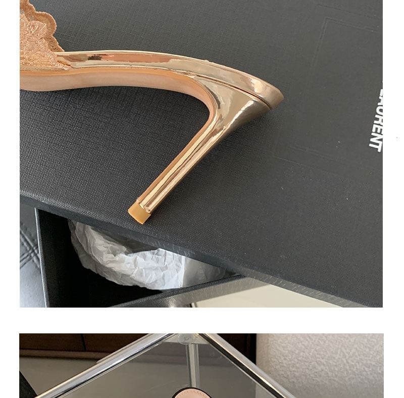 SampleStiletto Heel Pointy Slide Sandals