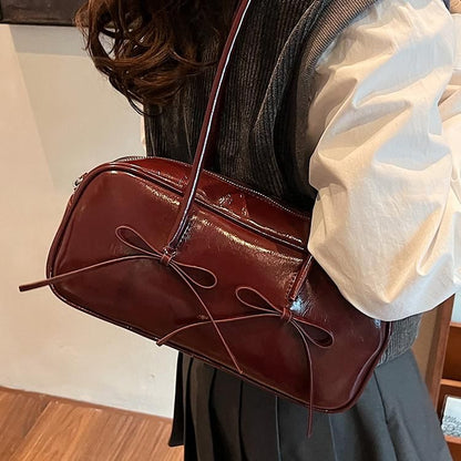 Bag Bow Leather Faux Shoulder