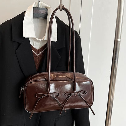Bag Bow Leather Faux Shoulder