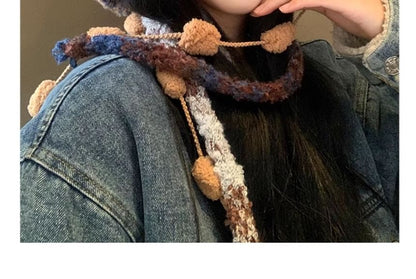 Ear Knit Panel Fluffy Bear Hat