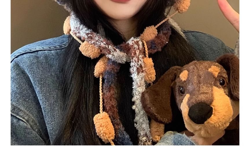 Ear Knit Panel Fluffy Bear Hat