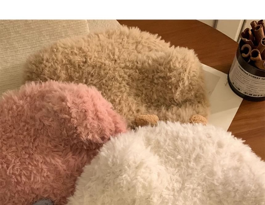 Ear Knit Panel Fluffy Bear Hat