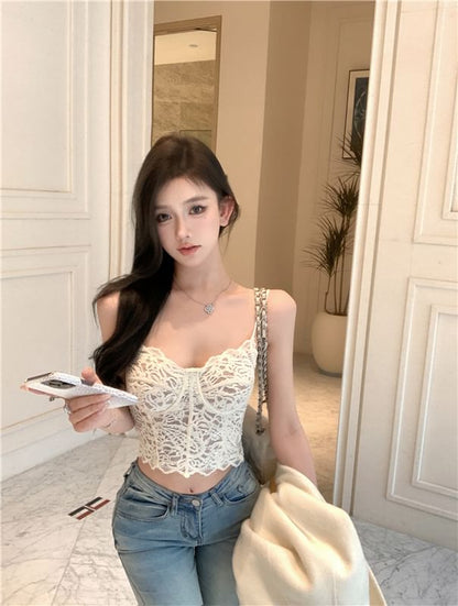 Sample Floral Lace Crop Bustier Top