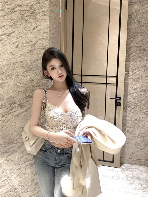 Sample Floral Lace Crop Bustier Top