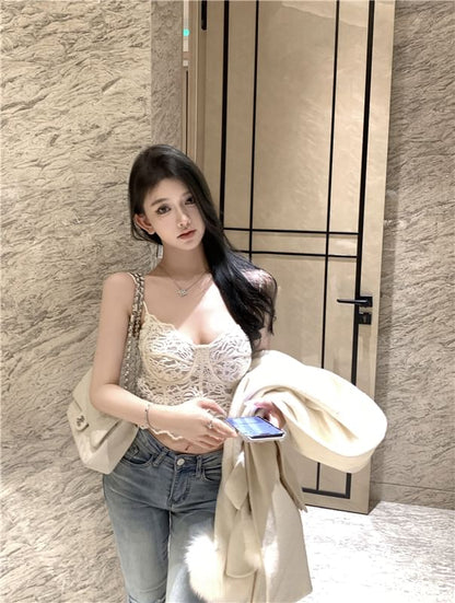Sample Floral Lace Crop Bustier Top