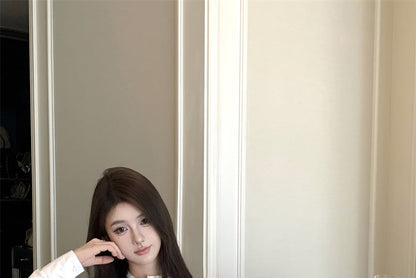 Sample Long-Sleeve Plain Ruffle Crop Shirt