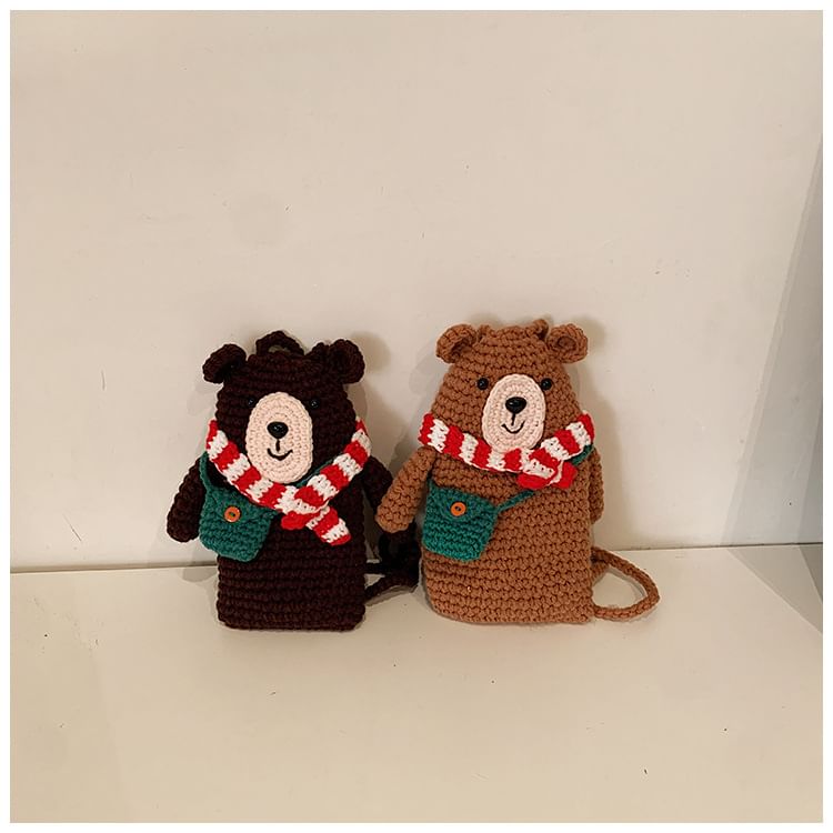 Sample Bear Knit Mobile Phone Crossbody Bag