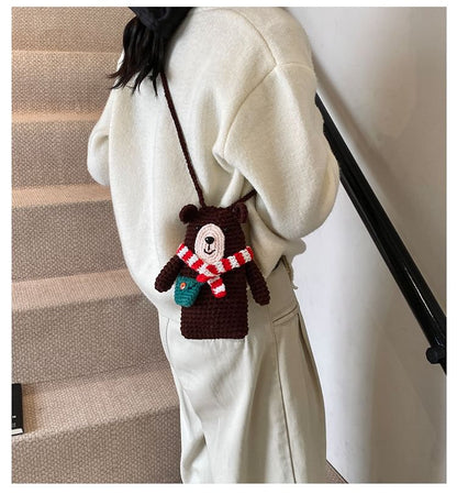 Sample Bear Knit Mobile Phone Crossbody Bag