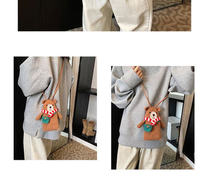 Sample Bear Knit Mobile Phone Crossbody Bag