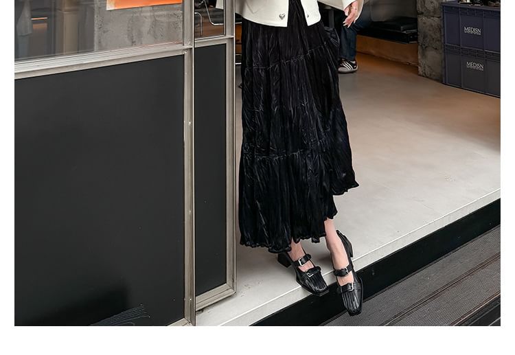 Sample Square Toe Buckle Block Heel Mary Jane Pumps