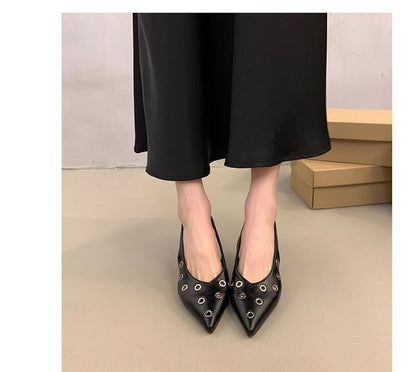 SamplePointed Toe Grommet Slingback Pumps