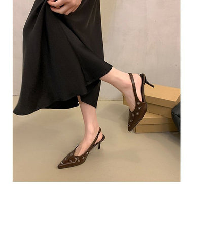 SamplePointed Toe Grommet Slingback Pumps