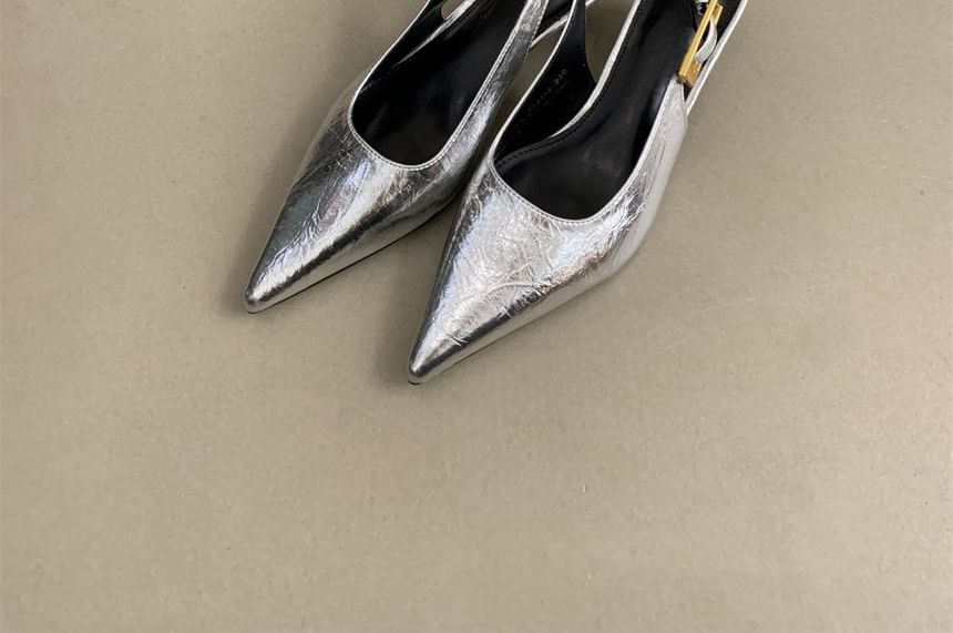 Sample Pointed Toe Slingback Kitten Heel Pumps
