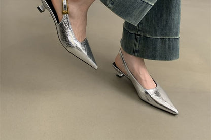 Sample Pointed Toe Slingback Kitten Heel Pumps