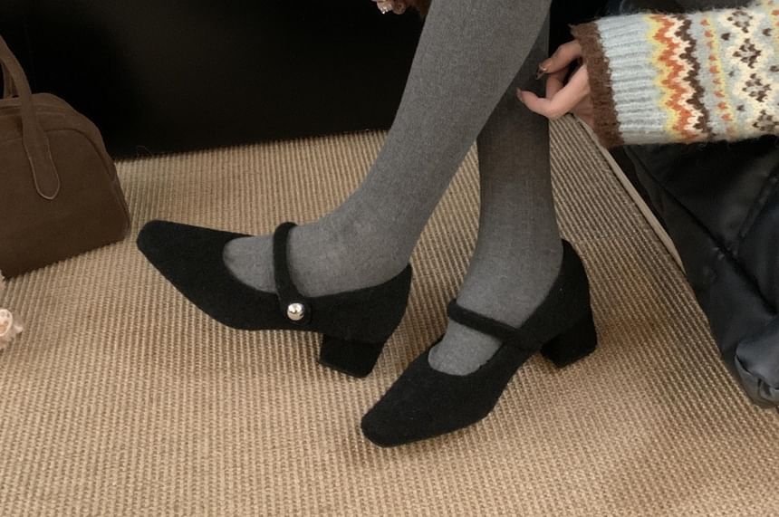 Sample Square Toe Block Heel Mary Jane Pumps
