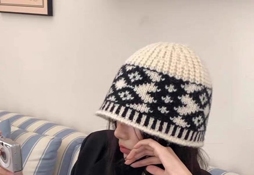 Diamond Jacquard Beanie Knit
