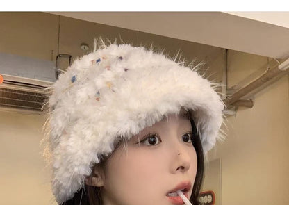 Hat Fluffy Knit Bucket