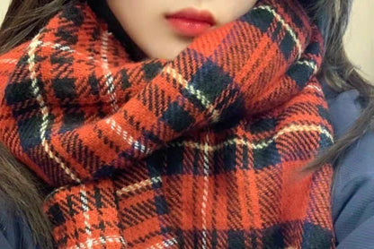 Plaid Fringed Scarf