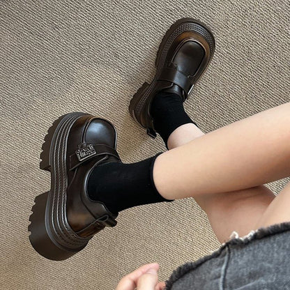 Metal Strap Platform Leather Faux Accent Shoes Adhesive