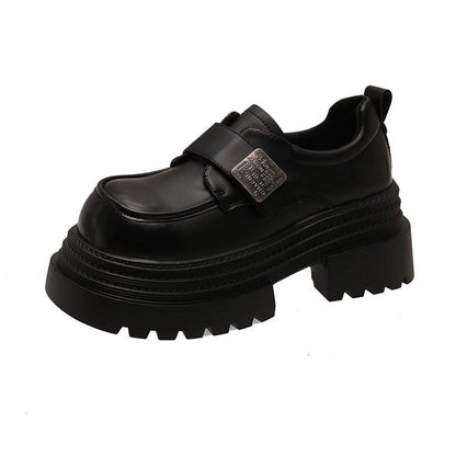 Metal Strap Platform Leather Faux Accent Shoes Adhesive