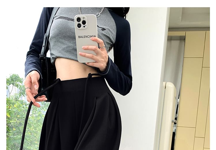 High Designs Wide Leg Various Plain Pants Rise