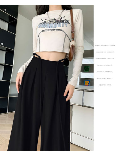 High Designs Wide Leg Various Plain Pants Rise