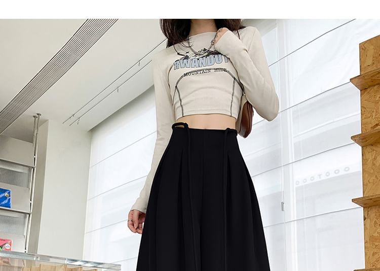 High Designs Wide Leg Various Plain Pants Rise